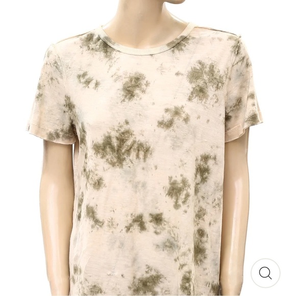 Free People We The Free Riptide Tie Dye Neutral Brown Exposed Seam Tee - Picture 1 of 9